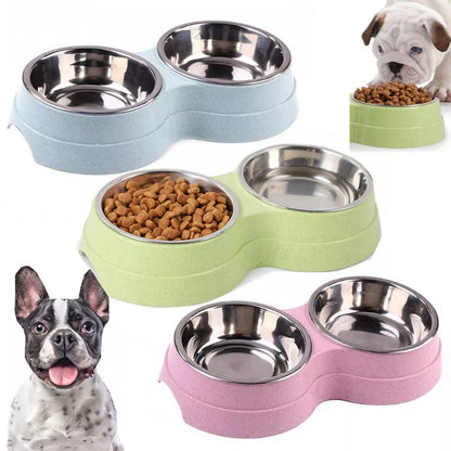 Double Pet Stainless Steel Bowls