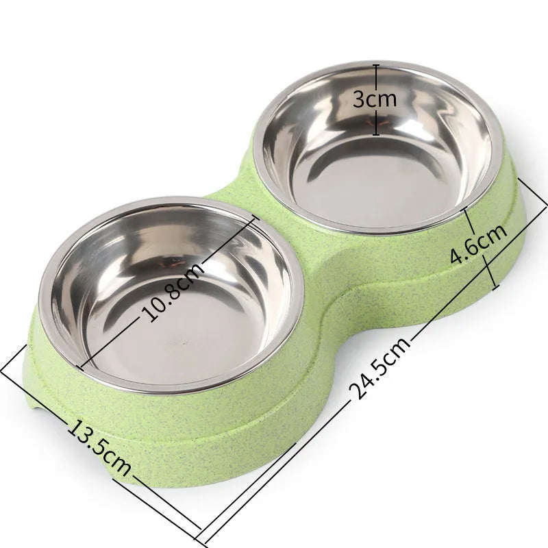 Double Pet Stainless Steel Bowls