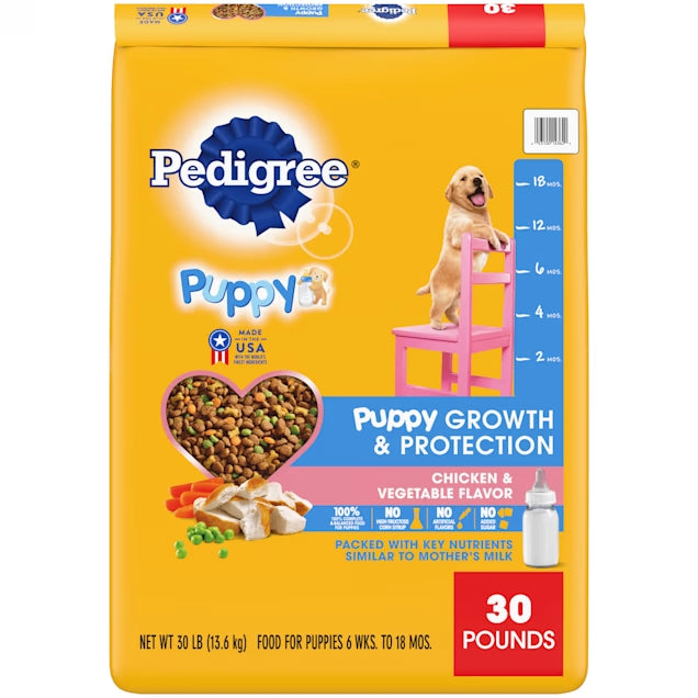 Pedigree Chicken & Vegetable Flavor Puppy Growth & Protection Dry Dog Food, 30 lbs.