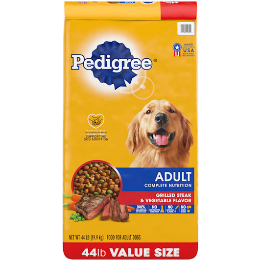 Pedigree Complete Nutrition Grilled Steak & Vegetable Flavor Kibble Adult Dry Dog Food , 44 lbs.