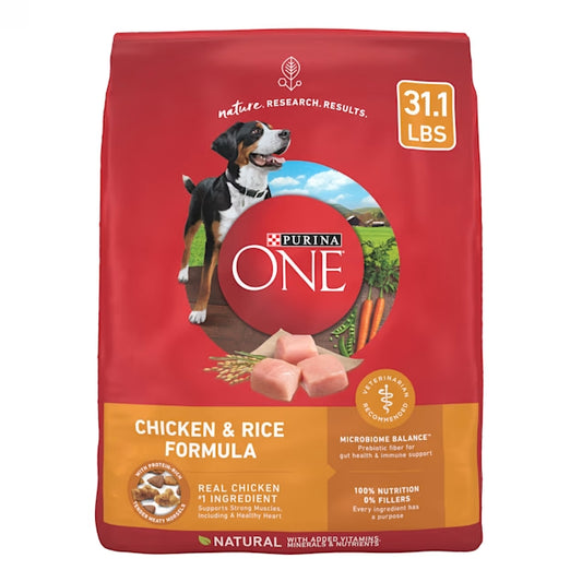 Purina ONE Chicken and Rice Formula Dry Dog Food, 31.1 lbs.