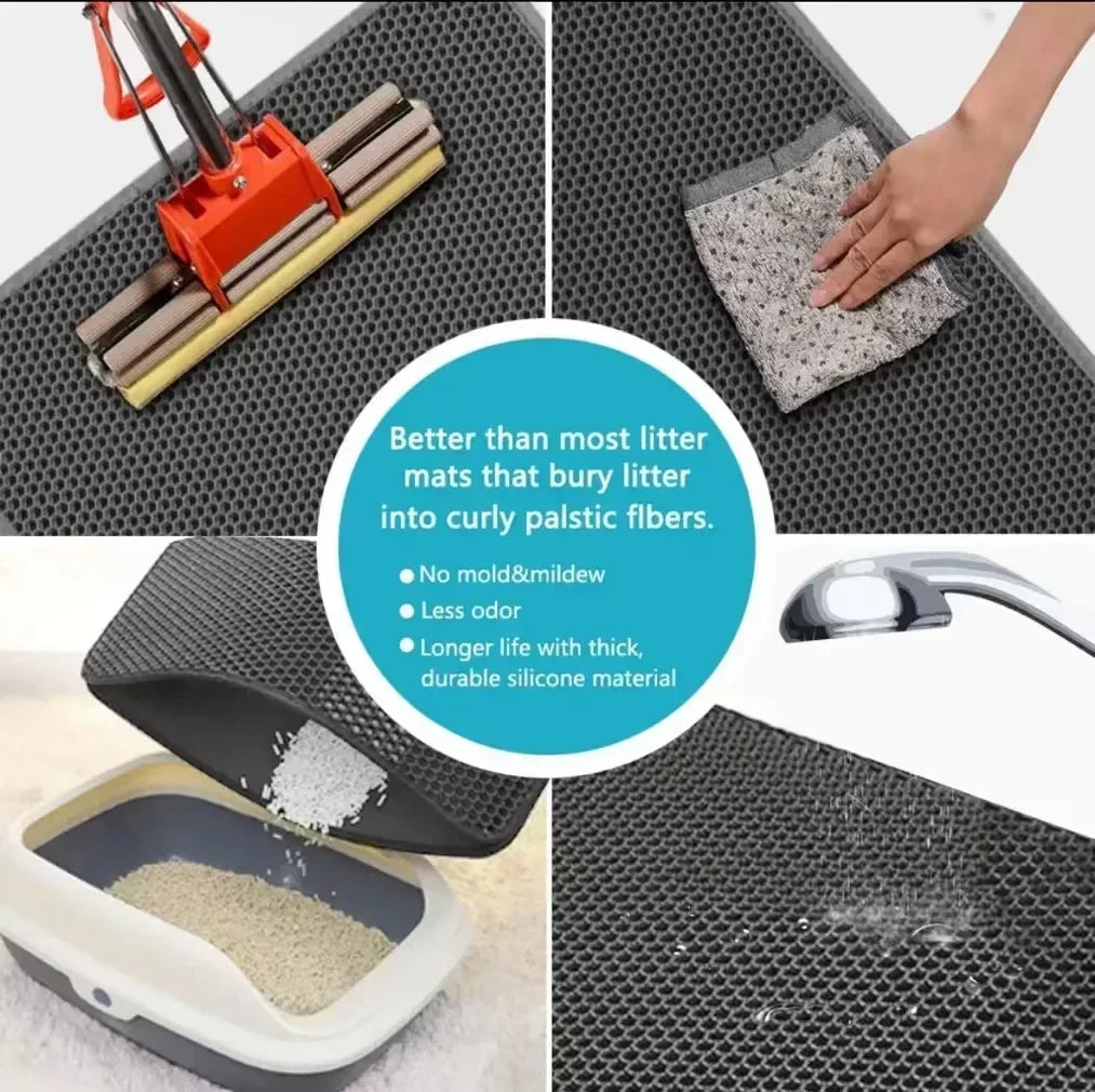 Eco-friendly Double Layer Non-slip Cat Litter Mat