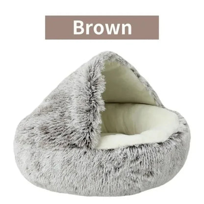 Long Soft Plush Round Cat Bed