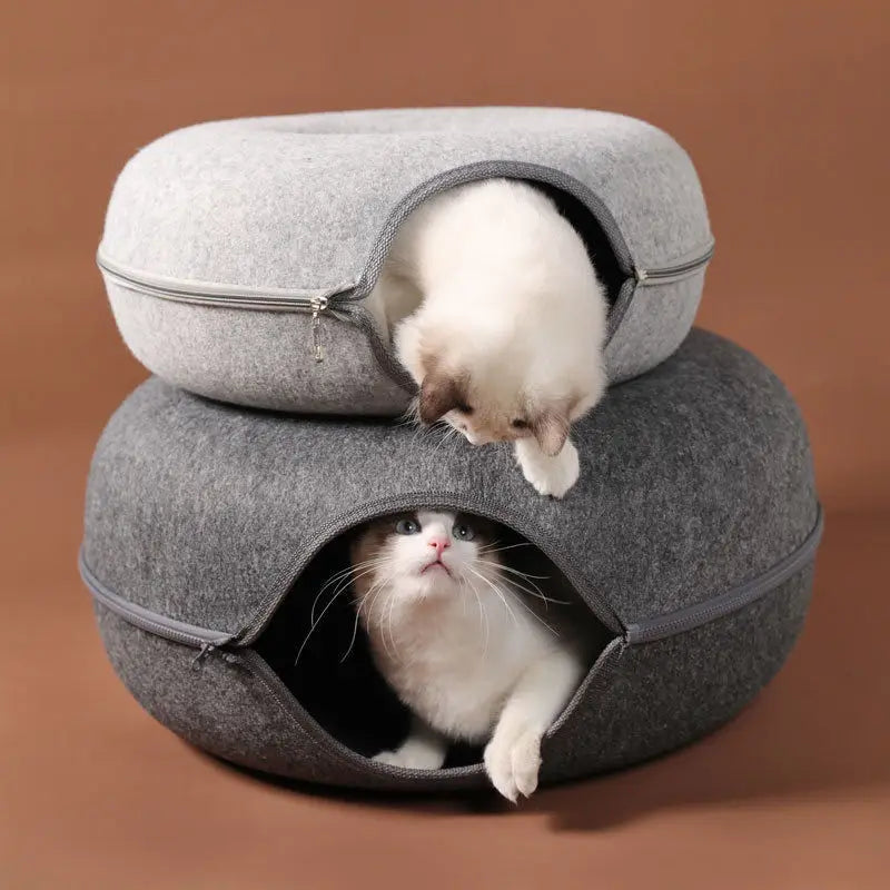 Dual-use Donut Cat Tunnel Bed