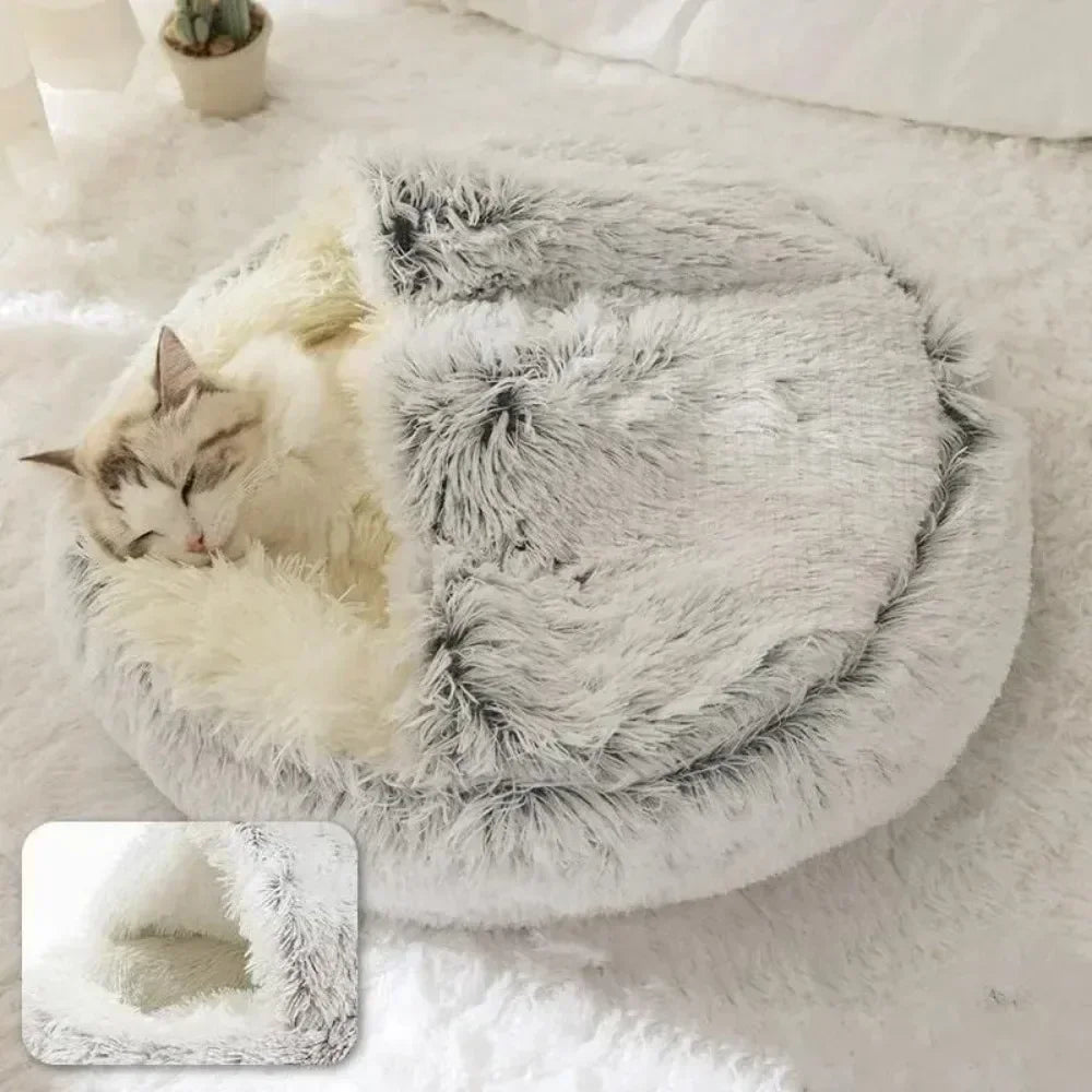 Long Soft Plush Round Cat Bed