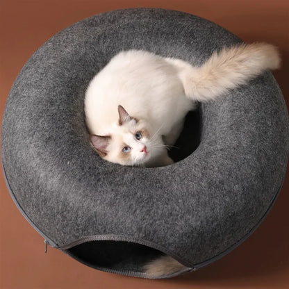 Dual-use Donut Cat Tunnel Bed