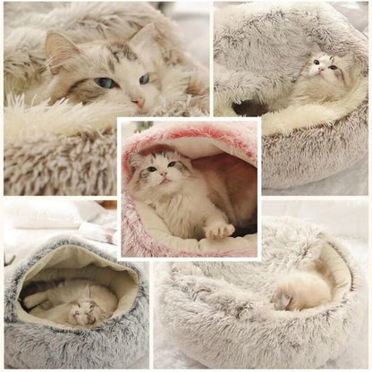 Long Soft Plush Round Cat Bed