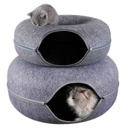 Dual-use Donut Cat Tunnel Bed