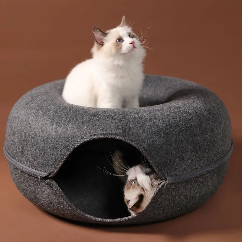 Dual-use Donut Cat Tunnel Bed