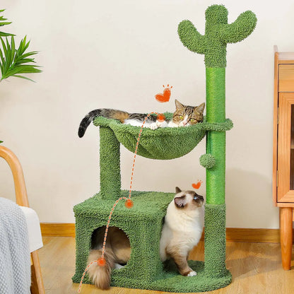 Cactus Cat Tree with Condo Hammock Tower