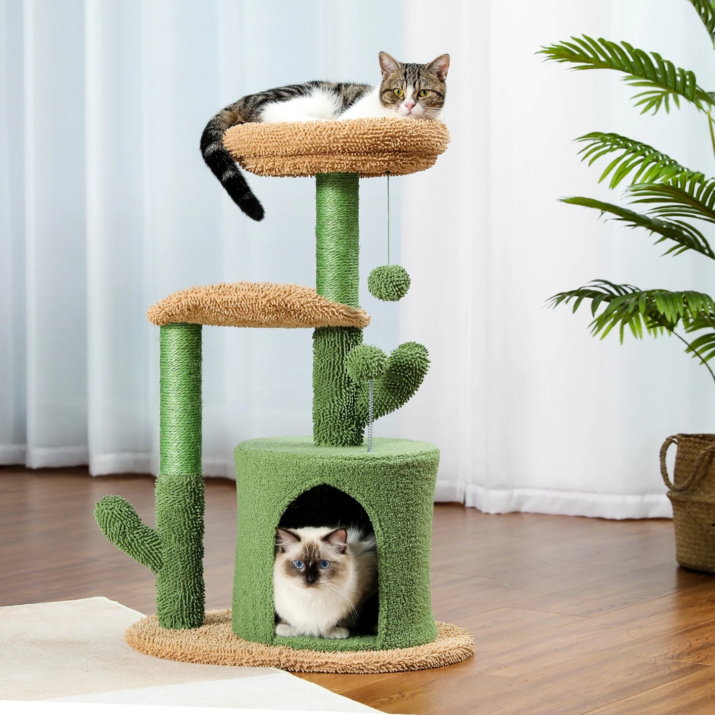 Cactus Cat Tree with Condo Hammock Tower