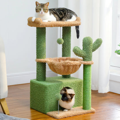 Cactus Cat Tree with Condo Hammock Tower