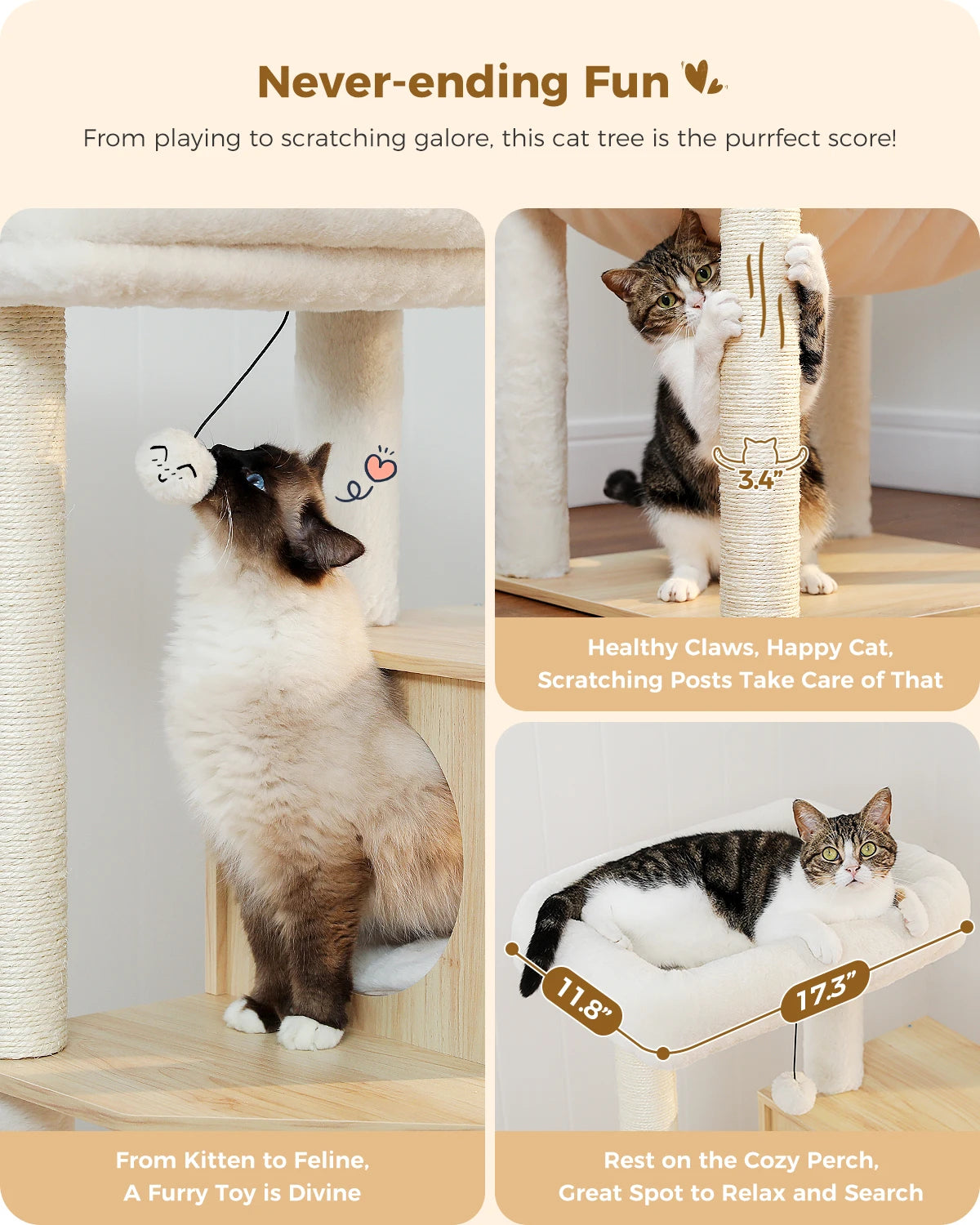 Multi-Level Cat Tree Tower with Scratcher