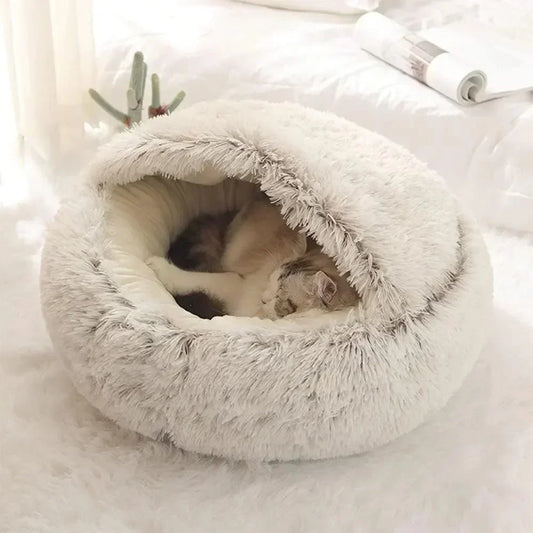 Long Soft Plush Round Cat Bed