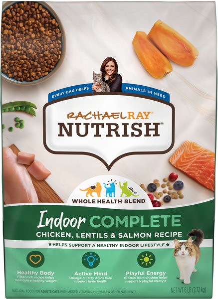 Rachael Ray Nutrish Indoor Complete Chicken with Lentils & Salmon Recipe Natural Dry Cat Food