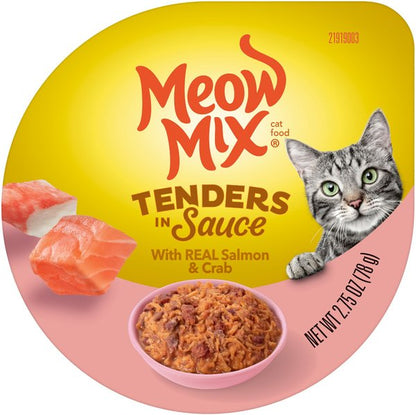 Meow Mix Tenders in Sauce with Real Salmon & Crab Wet Cat Food