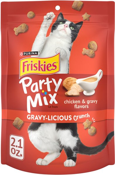 Friskies Party Mix Gravy-licious Chicken & Gravy Flavors Crunchy Cat Treats