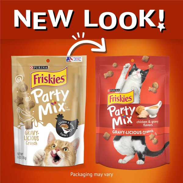 Friskies Party Mix Gravy-licious Chicken & Gravy Flavors Crunchy Cat Treats