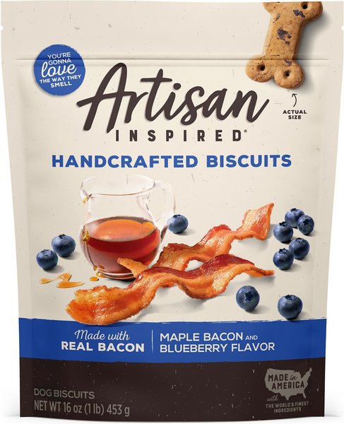 Artisan Inspired Maple Bacon & Blueberry Flavor Biscuits Dog Treats, 16-oz bag