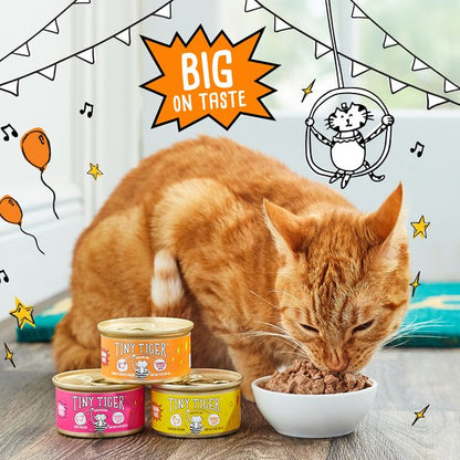 Tiny Tiger Chunks in EXTRA Gravy Beef & Poultry Recipes Variety Pack Grain-Free Canned Cat Food