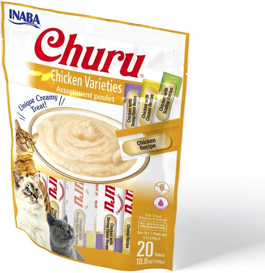 Inaba Churu Chicken Puree Variety Pack Grain-Free Lickable Cat Treat