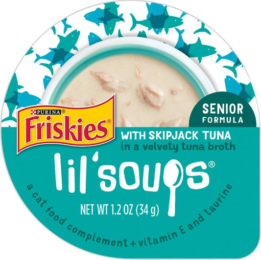 Friskies Lil' Soups with Skipjack Tuna in a Velvety Tuna Broth Senior Formula Lickable Cat Food Topper