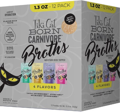 Tiki Cat Broths Variety Pack Grain-free Wet Cat Food Topper, 1.3-oz pouch, case of 12