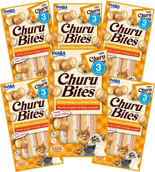 Inaba Churu Bites Chicken Recipe wraps Chicken Recipe Grain-Free Cat Treats, 0.35-oz, pack of 3