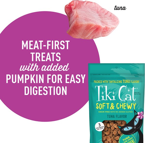 Tiki Cat Soft & Chewy Tuna Flavor Grain-Free Cat Treats, 2-oz pouch