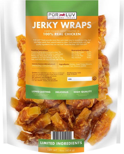 Pur Luv Sweet Potato Chews Jerky Wraps Dog Treats, 16-oz bag