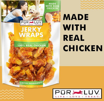 Pur Luv Sweet Potato Chews Jerky Wraps Dog Treats, 16-oz bag