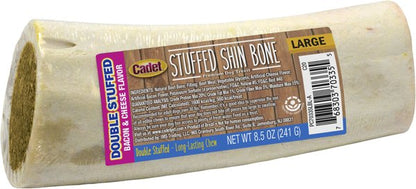 Cadet Double Stuffed Shin Bones Dog Chews, Bacon & Cheese, Large, 8.5-oz