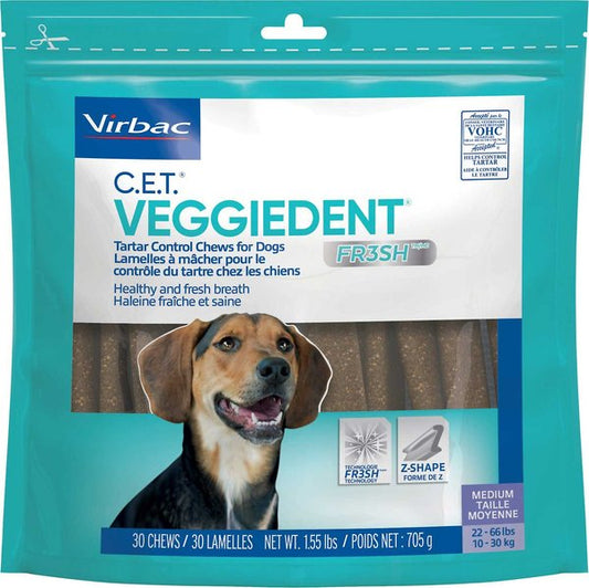 Virbac C.E.T. VeggieDent Fr3sh Dental Chews for Medium Dogs