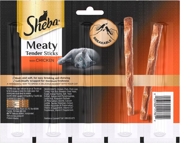Sheba Meaty Tender Sticks Chicken Flavor Soft Adult Cat Treats