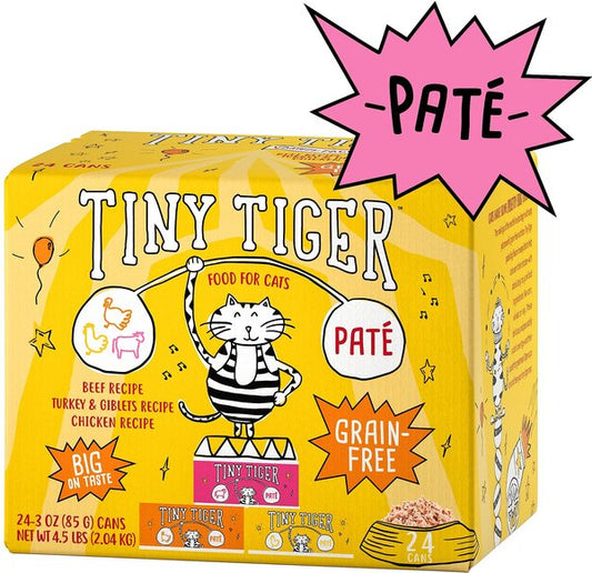 Tiny Tiger Pate Beef & Poultry Recipes Variety Pack Grain-Free Canned Cat Food