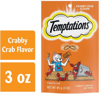 Temptations Classic Crabby Crab Flavor Crunchy & Soft Cat Treats, 3-oz bag