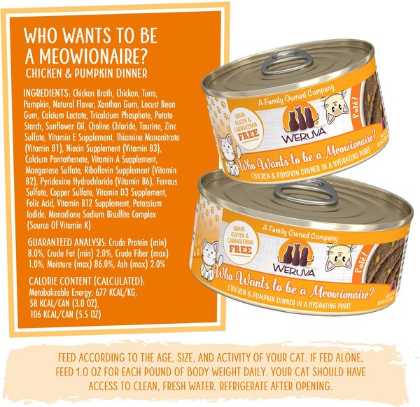 Weruva Classic Cat Who Wants To Be A Meowionaire Chicken & Pumpkin Pate Canned Cat Food
