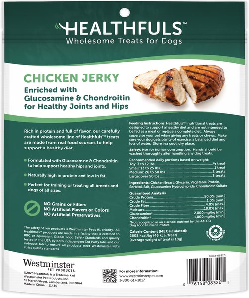 Healthfuls Chicken Jerky with Glucosamine & Chondroitin Dog Treats, 16-oz bag