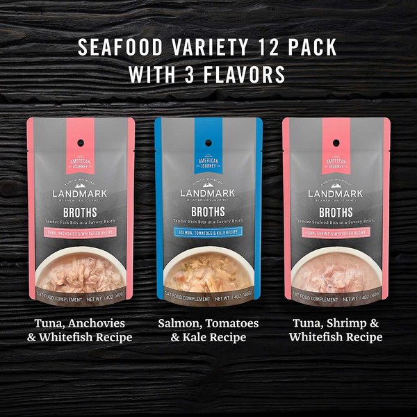American Journey Landmark Broths Seafood Variety Pack Wet Cat Food Complement Pouches