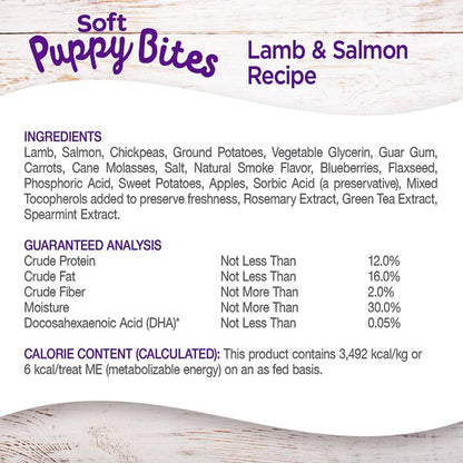 Wellness Soft Puppy Bites Lamb & Salmon Recipe Grain-Free Natural Dog Treats