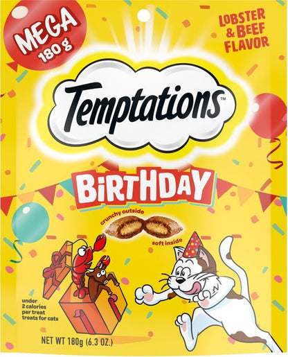 Temptations Birthday Lobster & Beef Flavored Crunchy Cat Treats, 6.3-oz bag