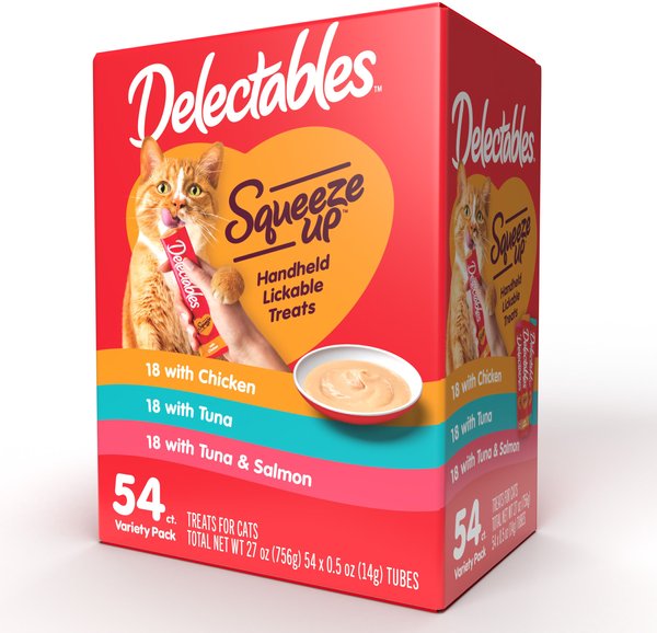Hartz Delectables Squeeze Up Tuna, Chicken, & Salmon Flavored Variety Pack Lickable Cat Treats
