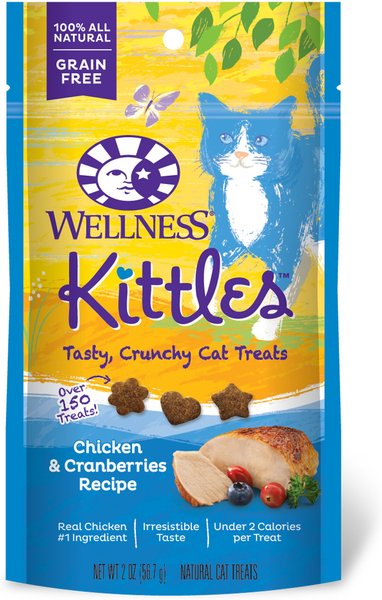 Bundle: Variety Pack - Wellness Kittles Natural Grain-Free Chicken & Cranberries Crunchy Cat Treats, 2-oz bag, Tuna & Cranberries and Salmon & Cranberries Flavors