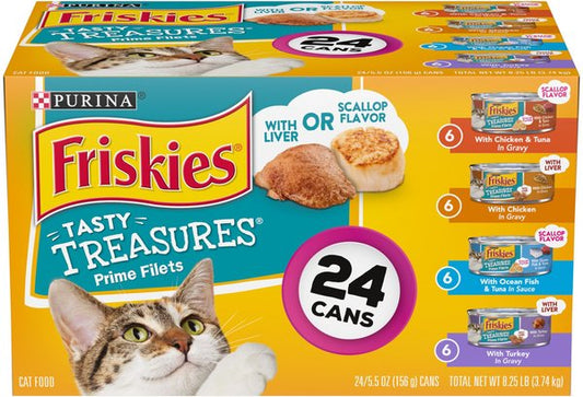 Friskies Tasty Treasures Gravy Prime Filets Variety Pack Wet Cat Food