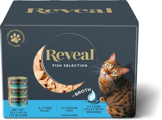 Reveal Natural Grain-Free Variety of Fish in Broth Flavored Wet Cat Food