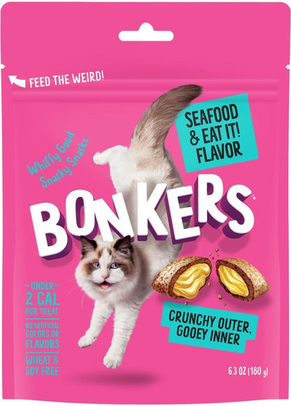 Bonkers Cat Pillows Seafood & Eat It! Flavored Crunchy Cat Treats