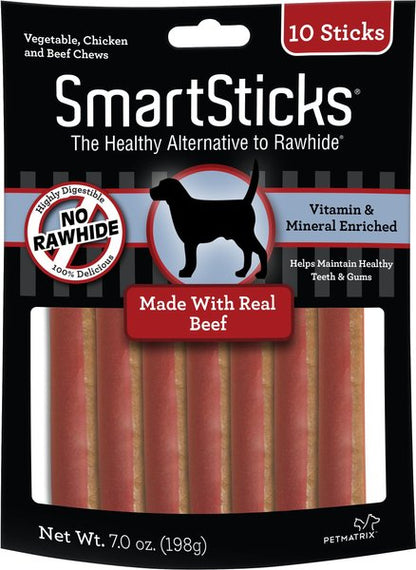 Bundle: Variety Pack - SmartBones SmartSticks Chicken Chews Dog Treats, Peanut Butter & Beef Flavors