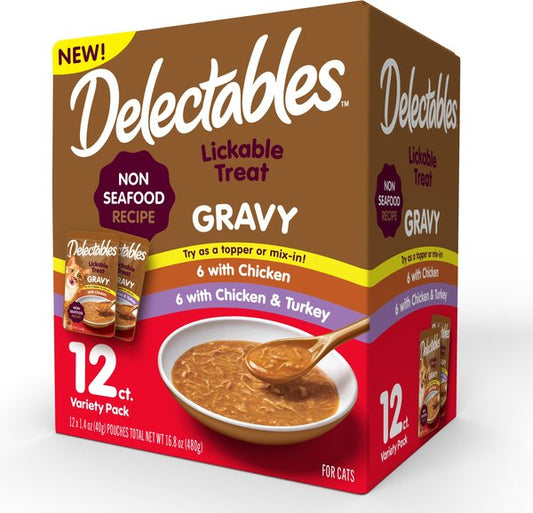 Hartz Delectables Gravy Variety Pack Lickable Cat Treats, 1.4-oz tubes, 12 count