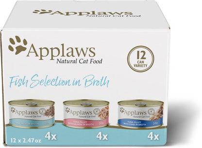 Applaws Fish Variety Pack in Broth Limited Ingredient Canned Wet Cat Food, 2.47-oz can, case of 12