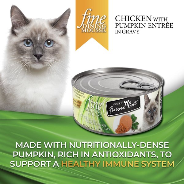 Fussie Cat Fine Dining Mousse Chicken with Pumpkin Entree Wet Cat Food, 2.47-oz can, case of 24